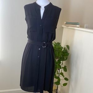 Sleeveless Button Down Belted Dress